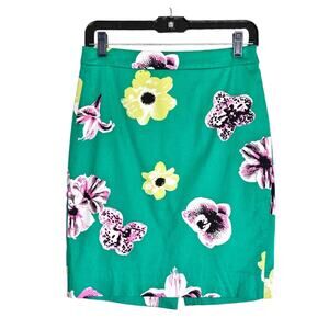 J.Crew The Pencil Skirt in Green Floral Size 0